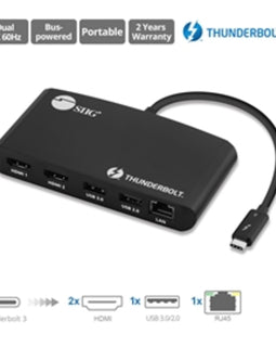 SIIG Accessory JU-DK0A11-S1 Thunderbolt 3 to Dual HDMI Video Hub LAN Dock Brown Box