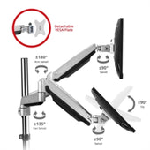 SIIG Accessory CE-MT2X11-S1 Dual Monitor Gas Spring Desk Mount with USB Port Brown Box