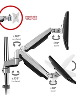 SIIG Accessory CE-MT2X11-S1 Dual Monitor Gas Spring Desk Mount with USB Port Brown Box