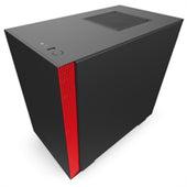 NZXT Case CA-H210B-BR H210 SGCC Steel and Tempered Glass USB 3.5"/2.5" Mini-ITX Matte Black/Red Retail
