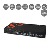 SIIG KVM CE-H25611-S1 4PT HDMI2.0 4K HDR KVM Switch with USB3.0 and Multi-Media Brown Box