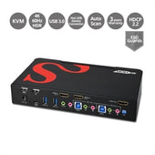 SIIG KVM CE-H25511-S1 2Port HDMI2.0 4K HDR KVM Switch with USB3.0 and Multi-Media Brown Box