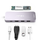 MINIX Accessory NEO-S2GR USB-C Hub 4Ports HDMI1.4 4K USB Type-C 240G M.2 SSD Gray Retail