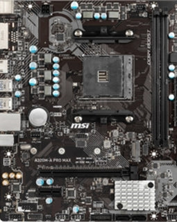 MSI Motherboard A320M-A PRO MAX AMD A320 RYZEN/7th Gen A series 32GB DDR4 PCIE HDMI Retail