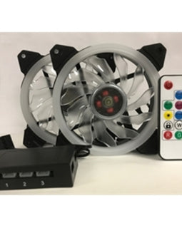 Epower Fan TOP-FAN-2RGB2 TOPOWER 120mm RGB LED PWM Fan with 8Port Fan Hub and Remoter Brown Box