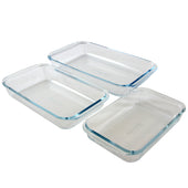 Sunbeam Everyday Casseroles 3-Piece Borosilicate Glass Bakeware Set, Clear