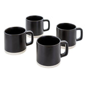 Artisanal Edge 4 Piece 13 Ounce Round Stoneware Mug Set in Graphite