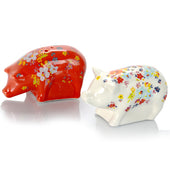Urban Market Life on the Farm 2 Piece 4 Inch Durastone Figural Pig Salt and amp; Pepper Shaker Set