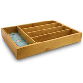 Urban Market Life on the Farm 5 Compartment 14 Inch Bamboo Utensil Tray in Farm and Floral Pattern