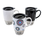 Mr. Coffee Couplet 3 Piece 15 Ounce Ceramic and Stainless Steel Travel Mugs in Assorted Designs