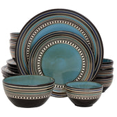 Gibson Elite Caf and eacute; Versailles 16 Piece Double Bowl Dinnerware Set - Blue