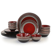 Gibson Elite Caf and eacute; Versailles 16 Piece Double Bowl Dinnerware Set - Red