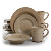 Gibson Elite Mariani 16 Piece Round Stoneware Dinnerware Set in Taupe