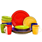Gibson Home Color Vibes 16 Piece Stoneware Round Dinnerware Set in Assorted Colors