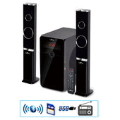 beFree Sound Bluetooth 2.1 Channel Multimedia Wired Speaker Shelf System with SD and USB Input