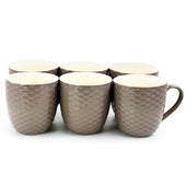 Elama Honeycomb 6 Piece 15 Ounce Round Stoneware Mugs in Deep Purple