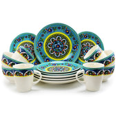 Elama Santa Fe Springs 16 Piece Stoneware Dinnerware Set