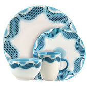Elama Seashore Breeze 16 Piece Service for 4 Stoneware Dinnerware Set