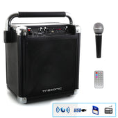 Trexonic Wireless Portable Party Speaker with USB Recording, FM Radio and amp; Microphone, Black