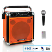 Trexonic Wireless Portable Party Speaker with USB Recording, FM Radio and amp; Microphone, Orange